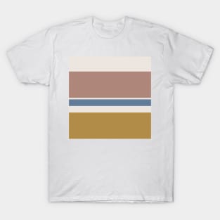 A selected incorporation of Light Grey, Dark Tan, Slate Blue and Light Taupe stripes. T-Shirt